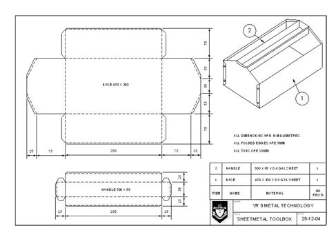 plan sheet metal box layout|flat sheet metal box pattern.